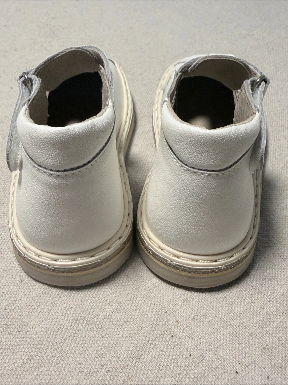Kids White Leather Shoes with T-Strap